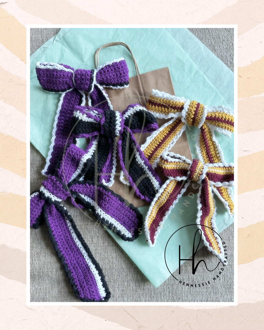 Crocheted Hairbow with Tails