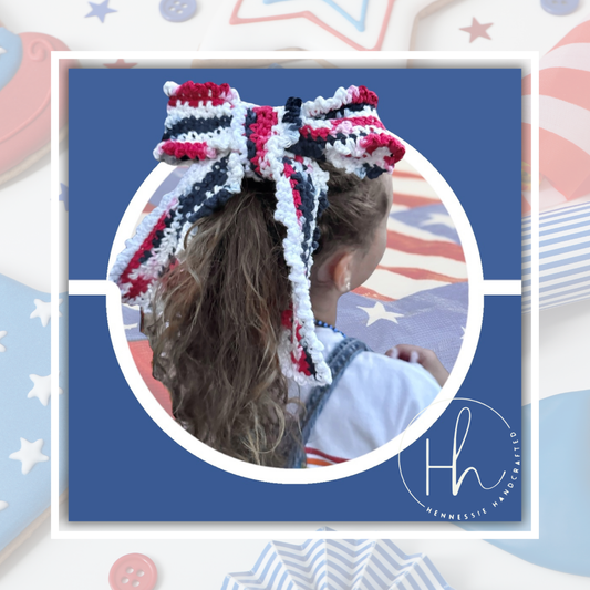 Crocheted Hairbow with Tails